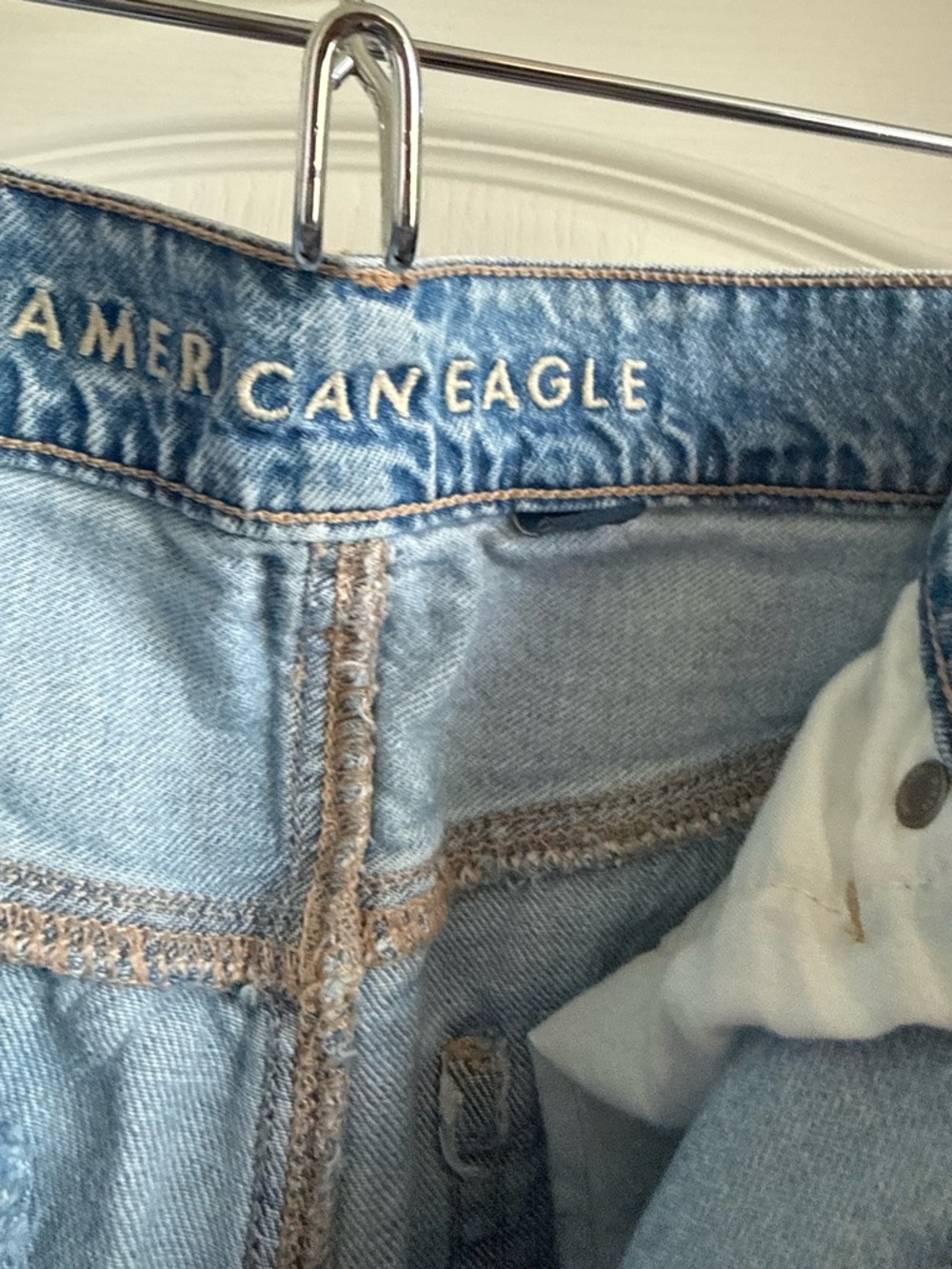 American Eagle Outfitters Light Blue Distressed Wide-Leg Jeans Size 6 - Picture 5 of 5